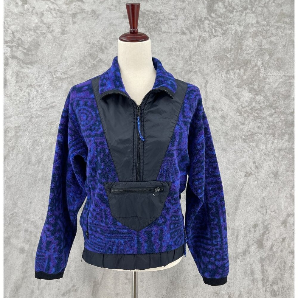 Vintage REI Purple Aztec Print 1/4 Zip Fleece Pullover Jacket 90s
